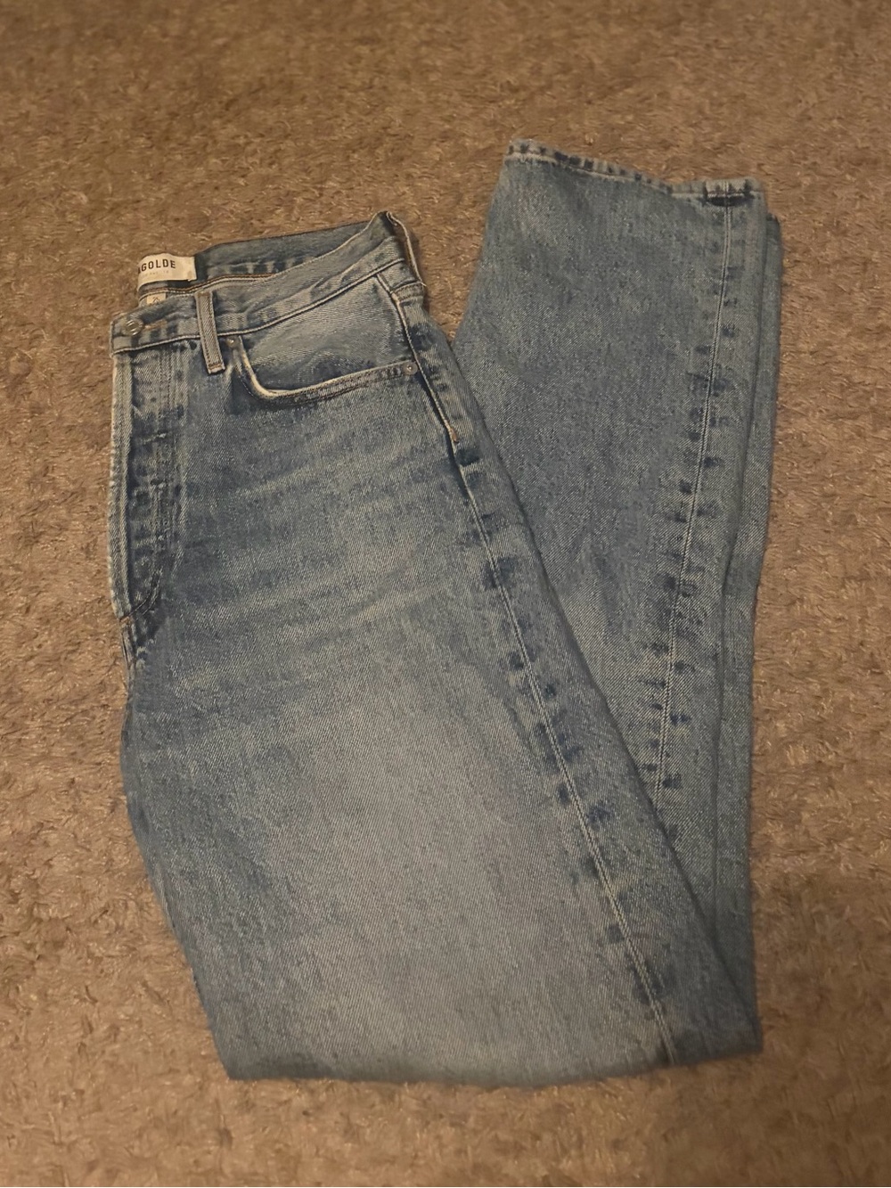AGOLDE High Rise Straight Leg Jeans Size 25 Blue Denim Button Fly